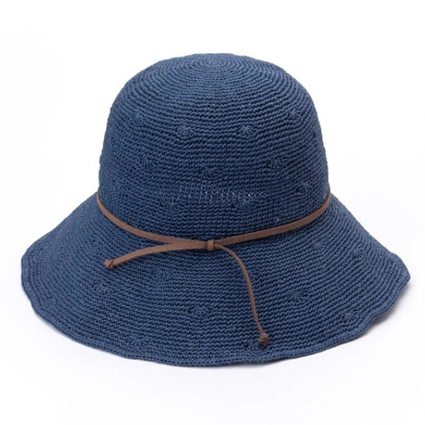 Summer Women Crochet Sun-Proof Paper Foldable Straw Hat