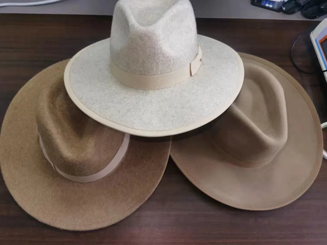 Wholesale New Wide Brim Fashion Jazz Cap Unisex Australia 100% Wool Felt Family Kids Fedora Hats with Leather Belt