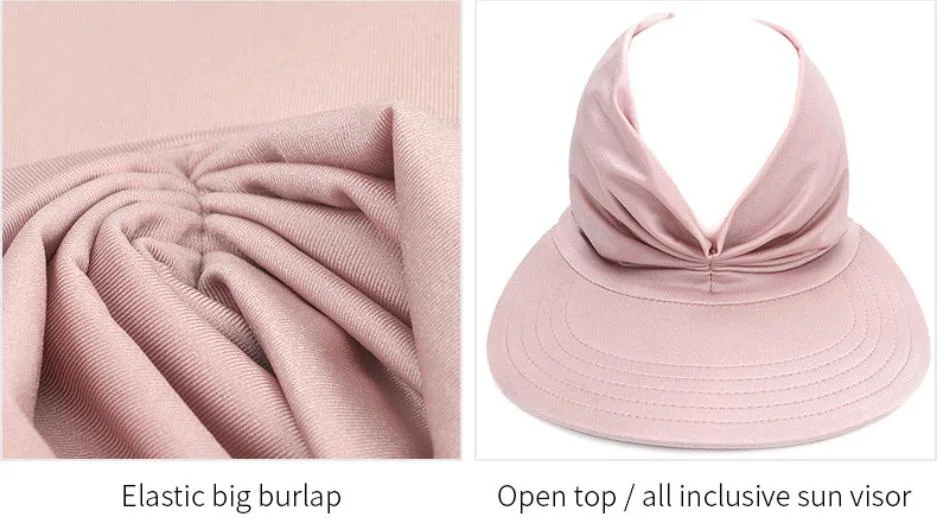 Summer Women Beach UV Resistant Elastic Top Hollow Empty Cap Hats