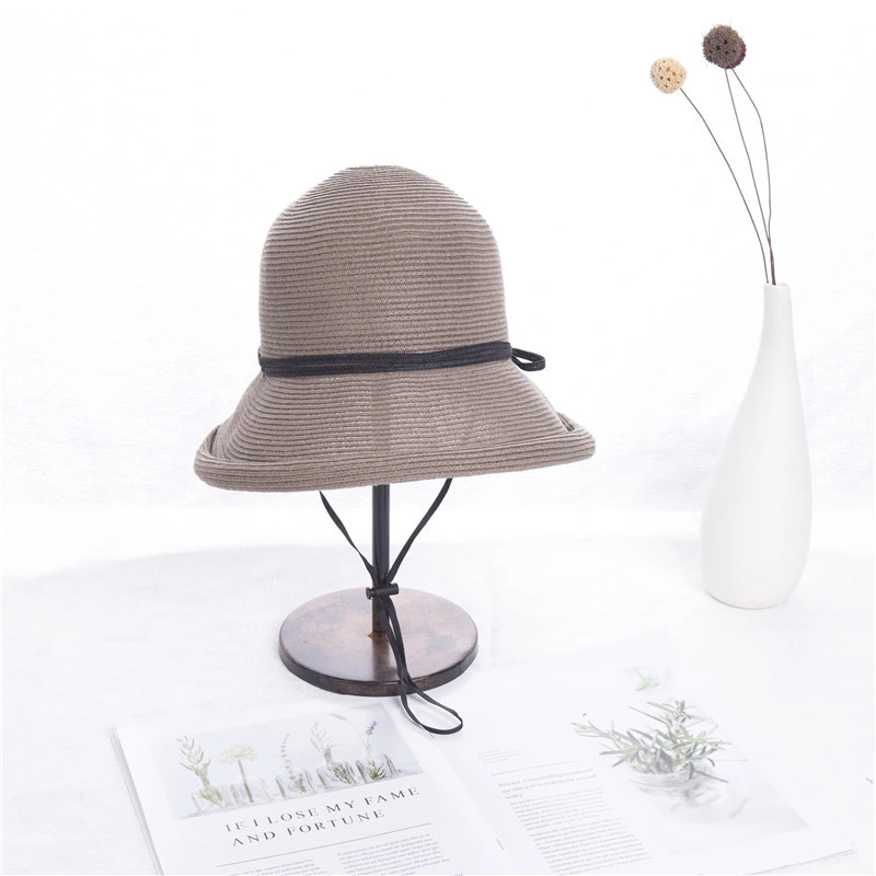 2022 Summer Fashion Trendy Frayed Brim High Quality Raffia Straw Bucket Hat Holiday Travelling Sun Hat for Women Lady