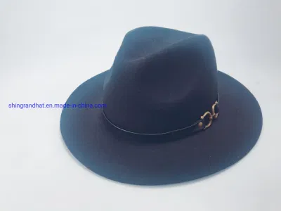 Rws Wool Felt with Leather Metal Trim Band Hat