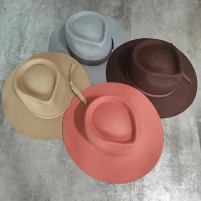Wholesale New Wide Brim Fashion Jazz Cap Unisex Australia 100% Wool Felt Family Kids Fedora Hats with Leather Belt